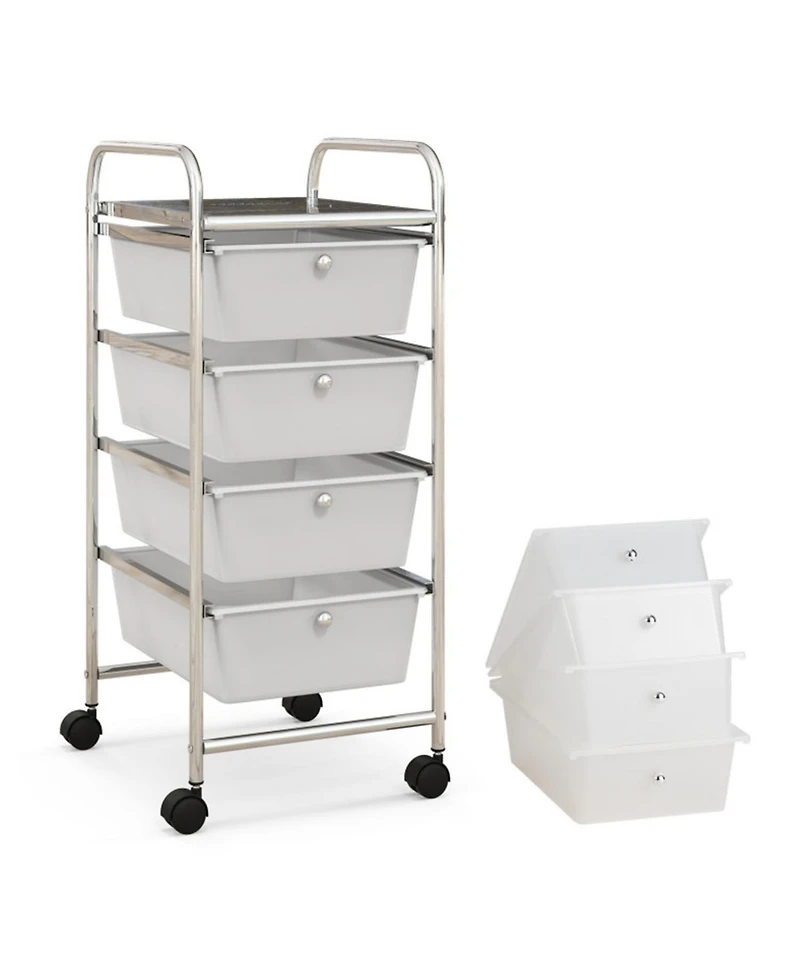 Sugift 4-Drawer Cart Storage Bin Organizer Rolling with Plastic Drawers