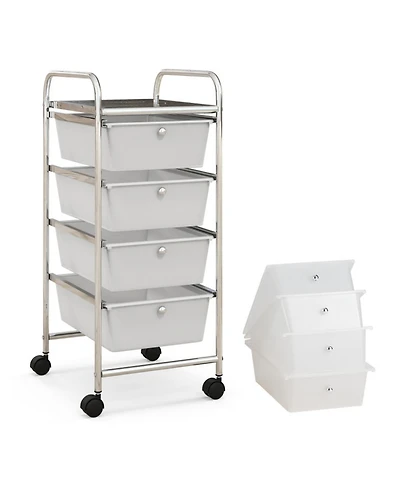 Sugift 4-Drawer Cart Storage Bin Organizer Rolling with Plastic Drawers