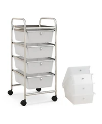 Sugift 4-Drawer Cart Storage Bin Organizer Rolling with Plastic Drawers