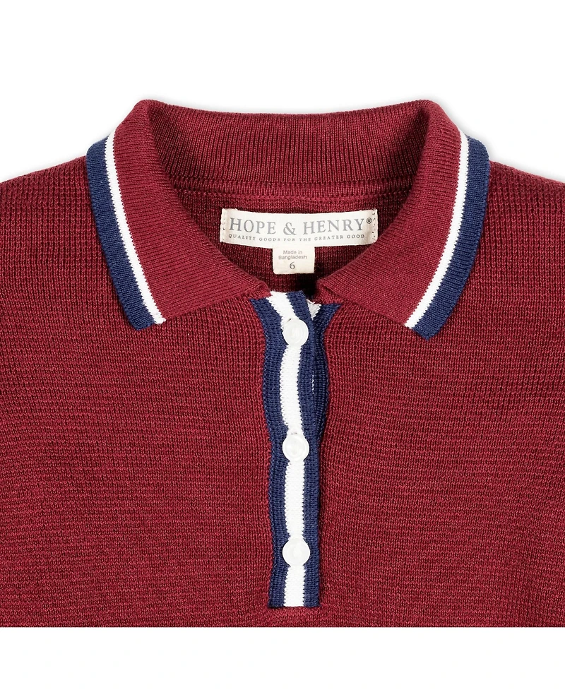 Hope & Henry Baby Girls Organic Long Sleeve Collared Henley Sweater Dress