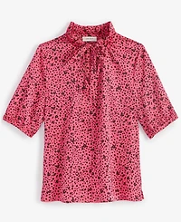 On 34th Women's Ruffle Tie Neck Elbow-Sleeve Top