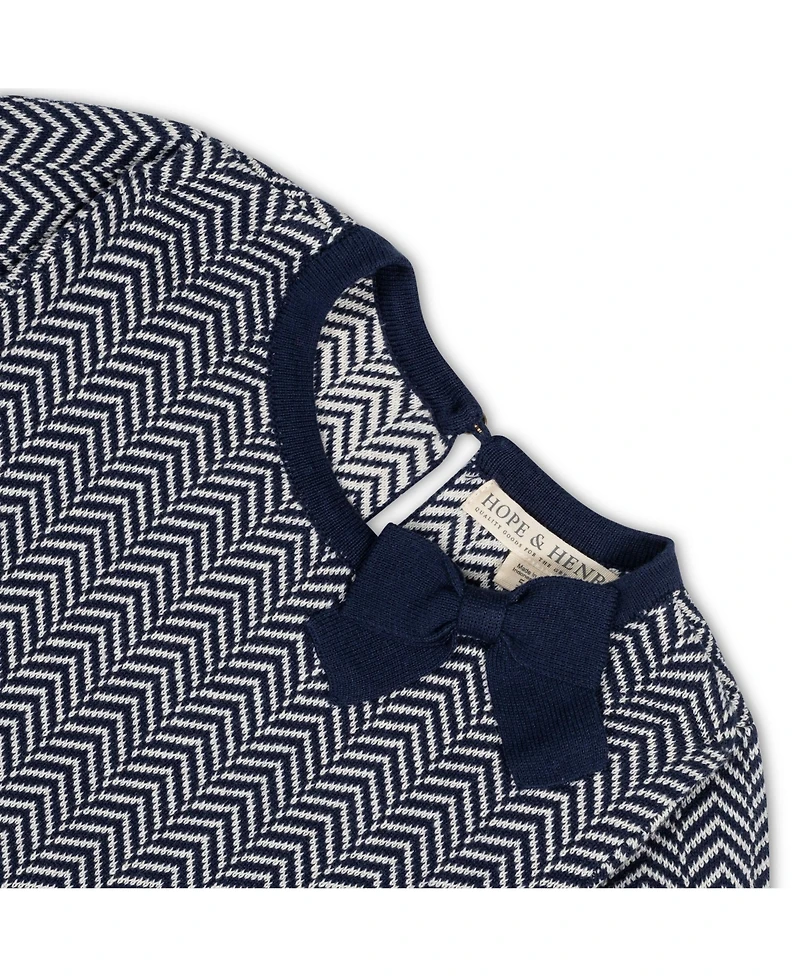 Hope & Henry Baby Girls Organic Long Sleeve Bow Detail Intarsia Sweater Dress