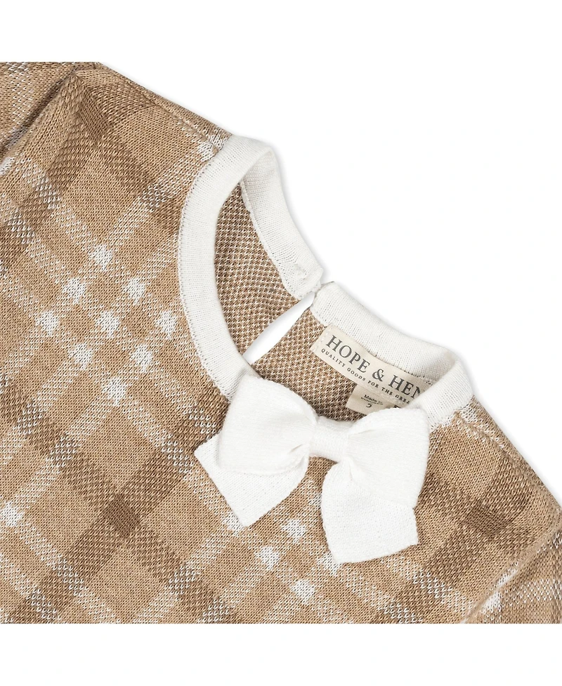 Hope & Henry Big Girls Long Sleeve Bow Detail Intarsia Sweater Dress