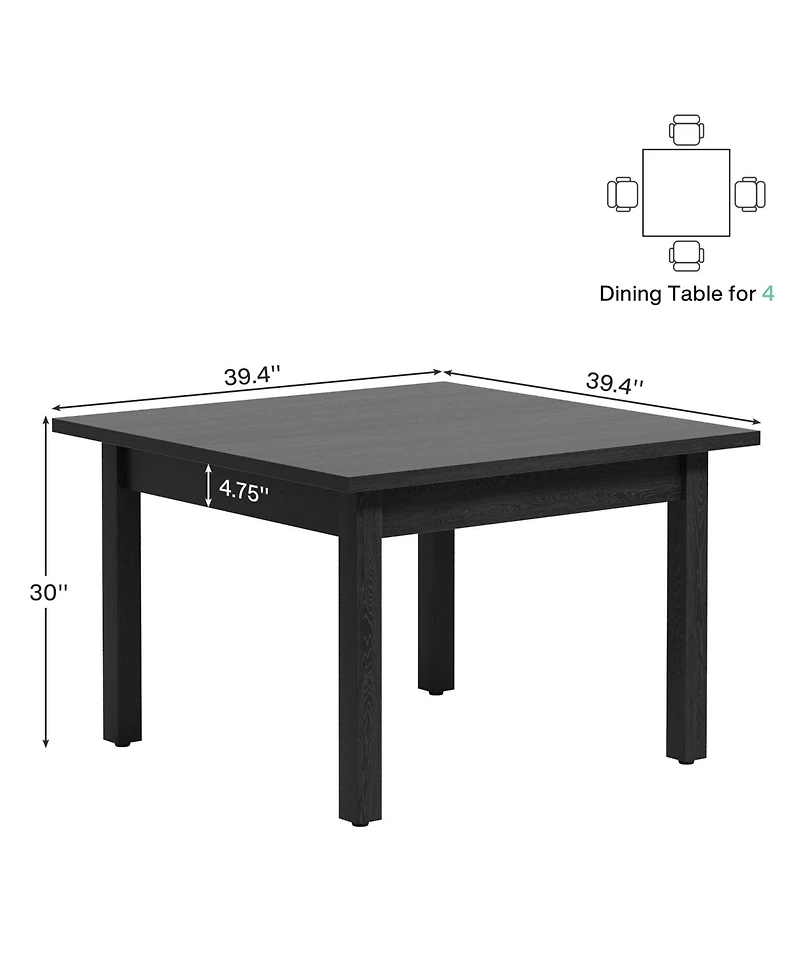 Tribesigns Wood Dining Table Farmhouse Kitchen for Room Living Room, 2-4 Person Square Dinner Tables with Wooden Legs O