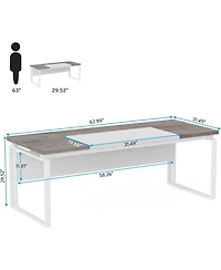 Tribesigns 63" Modern Conference Table with Splicing Board, 5FT Meeting Tables for Home Office, Business Training Seminar Stylish Meta
