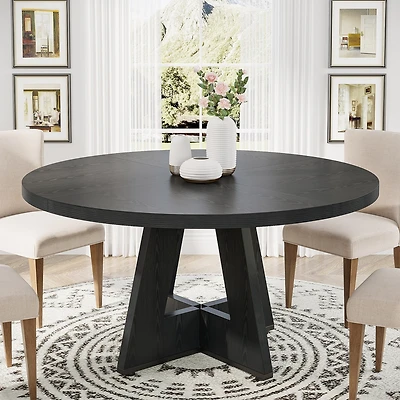 Tribesigns Round Dining Table Wood Kitchen for Room Living Room, 47 inch Tables 4 People, Farmhouse Dinner with Woo