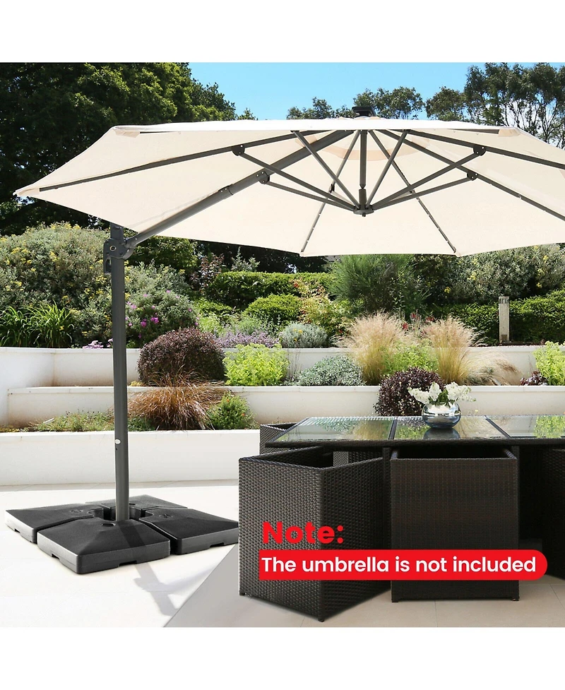 Givimo 4-Piece 20L Cantilever Offset Patio Umbrella Base
