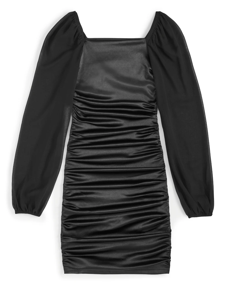 With Jules Big Girls Long-Sleeve Ruched Dress