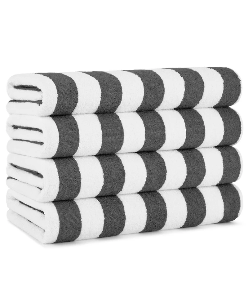 California Cabana Beach Towel (4 Pack, 30x70 in.), Striped, Soft Ringspun Cotton, Oversized Pool