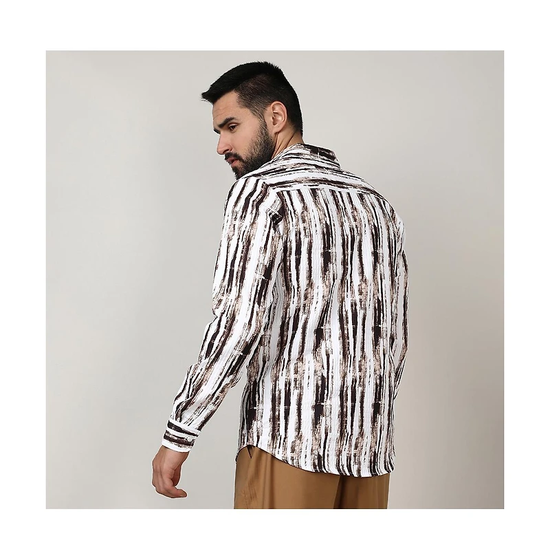 Men's Beige & Black Ombre Strokes Shirt