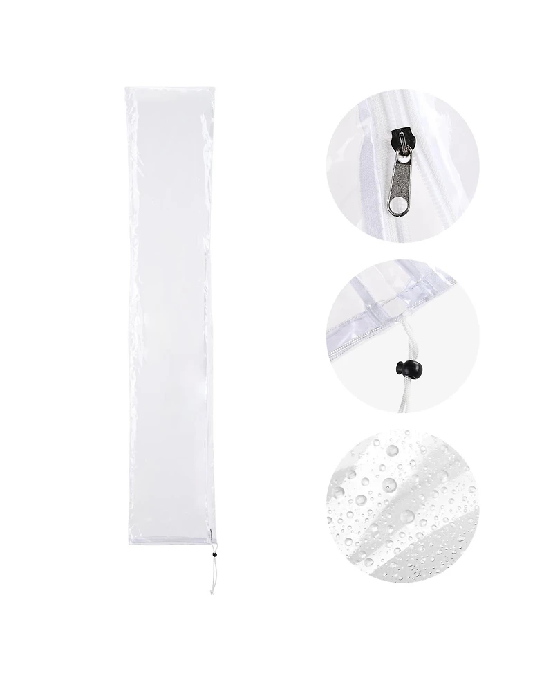 Patio Umbrella Protective Cover Bag Clear Pvc w/ Zipper for 8 Ft Outdoor Canopy