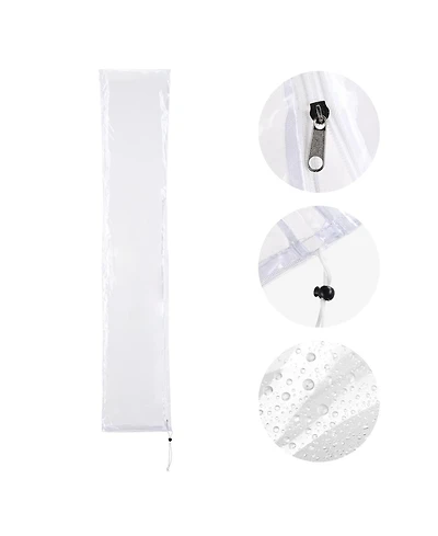 Patio Umbrella Protective Cover Bag Clear Pvc w/ Zipper for 8 Ft Outdoor Canopy