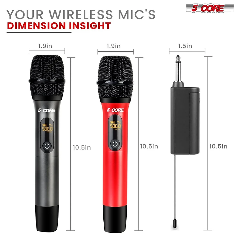 5 Core Wireless Microphone Pair Uhf Professional Handheld Microfonos Inalambricos Cordless Mic System