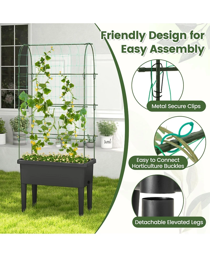Givimo Self-watering Raised Garden Bed Elevated Planter with Climbing Trellis