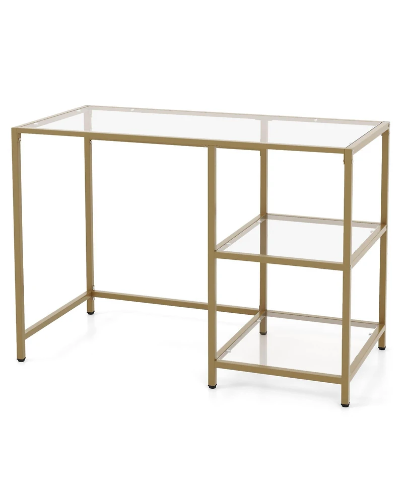 Sugift Modern Console Table with 2 Open Shelves and Metal Frame