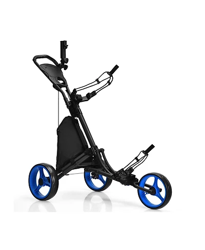 Givimo Folding 3 Wheels Golf Push Cart with Bag Scoreboard Adjustable Handle