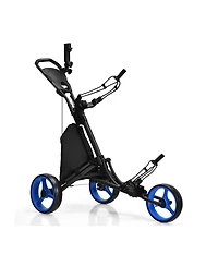 Givimo Folding 3 Wheels Golf Push Cart with Bag Scoreboard Adjustable Handle