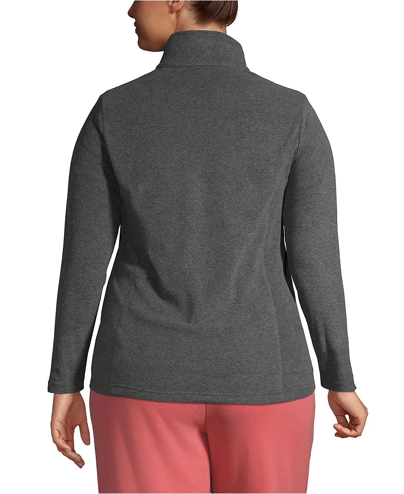 Lands' End Plus Thermacheck 100 Fleece Quarter Zip Pullover Top