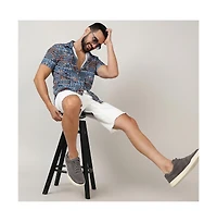 Campus Sutra Men's Icy Blue Artistic Bohemian Shirt