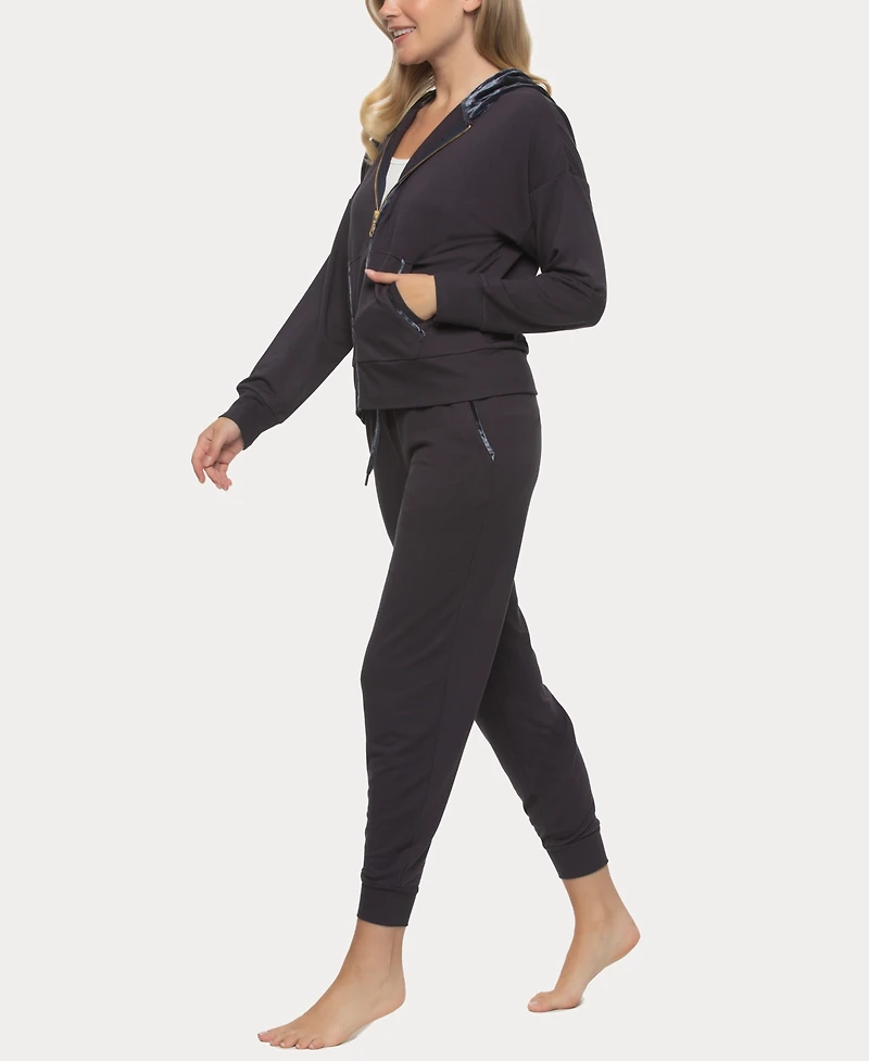 Felina Women's Aria Zip Up Hoodie and Jogger Lounge Set