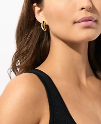 Michael Kors Brass Tube Hoop Earrings
