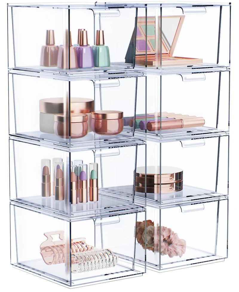 Sorbus Pack Clear Stackable Acrylic Drawer Makeup Organizers - for Vanity, Bathroom, Under Sink, Cabinets, Jewelry