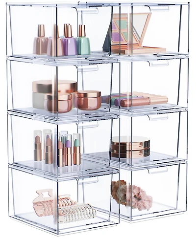 Sorbus Pack Clear Stackable Acrylic Drawer Makeup Organizers - for Vanity, Bathroom, Under Sink, Cabinets, Jewelry