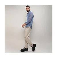 Campus Sutra Men's Prussian Blue Gauzy Heathered Shirt