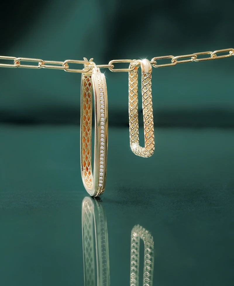 Audrey by Aurate Lattice Rectangular Hoop Earrings in Gold Vermeil, Created for Macy's