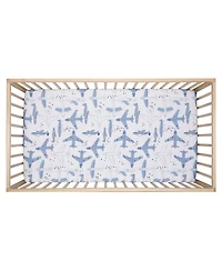 Bedtime Originals Little Aviator Airplane Baby/Toddler White Fitted Crib Sheet