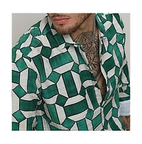 Men's Emerald Green & Ivory White Contrast Block Shirt