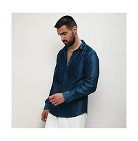 Men's Aegean Blue Curly-Creased Shirt