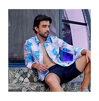 Men's Sky Blue & Ivory White Marble Shirt
