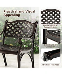 Vebreda Cast Aluminum Dining Chairs Set of 2 with Patio Chairs Armrests Flower Pattern