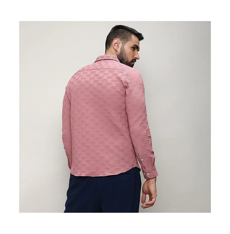 Men's Nude Pink Self-Design Intertwine Shirt