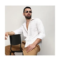 Men's Ivory White Foil-Creased Shirt