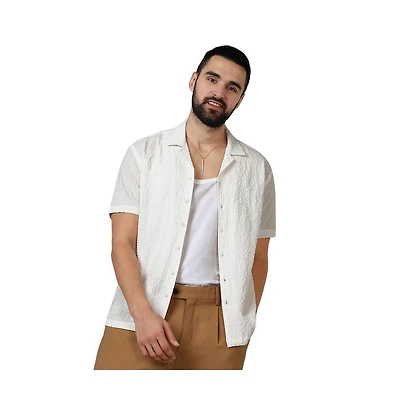 Men's Chalk White Micro Creased Shirt