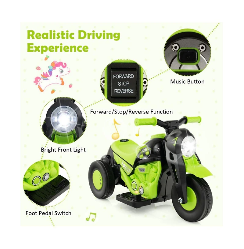 6V Kids Electric Ride on Motorcycle with Bubble Maker and Music