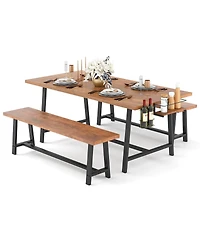 Sugift Dining Table Set for 5-7 with 2-Bottle Wine Rack and Condiment Holder