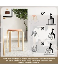 Sugift Set of 4 Bentwood Stackable Stools Dining Stools with Round Tops