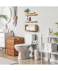 Sorbus 2 Floating Shelves with Invisible Brackets & 1 Rectangular Box (Maple)