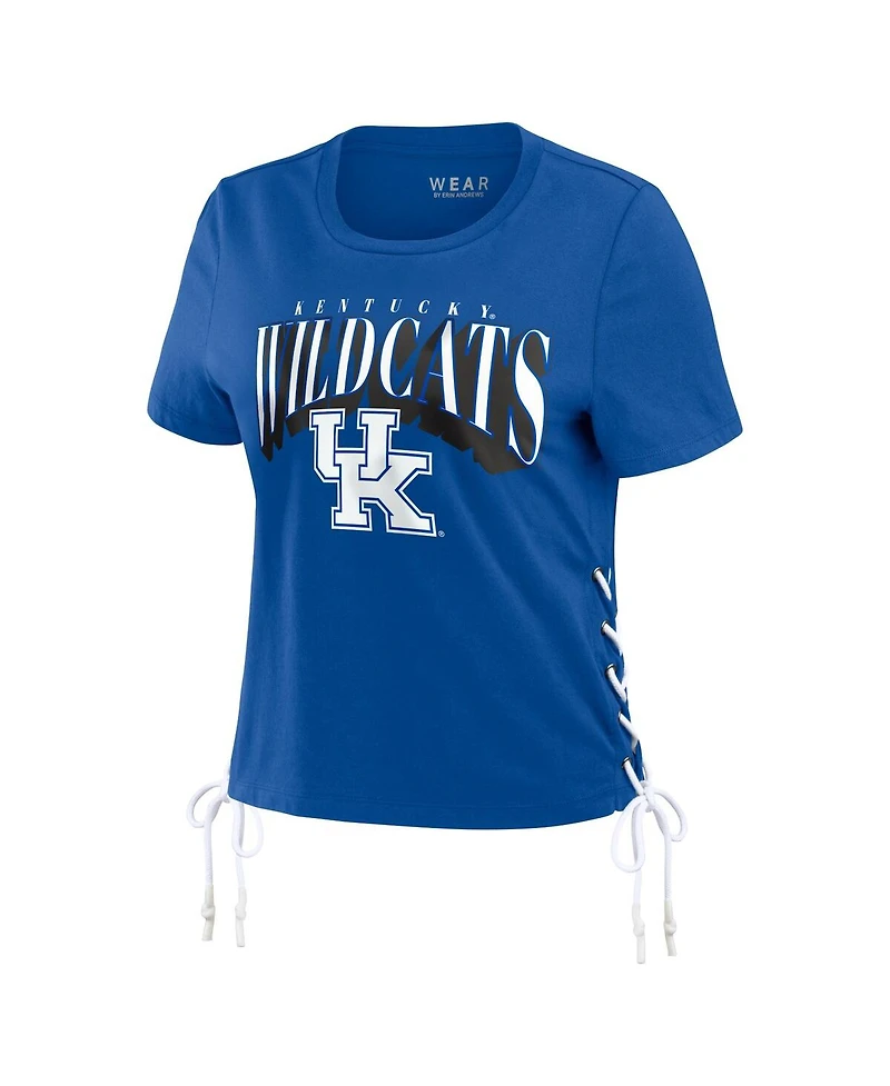 Wear by Erin Andrews Women's Royal Kentucky Wildcats Side Lace-Up Modest Crop T-Shirt
