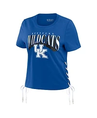 Wear by Erin Andrews Women's Royal Kentucky Wildcats Side Lace-Up Modest Crop T-Shirt