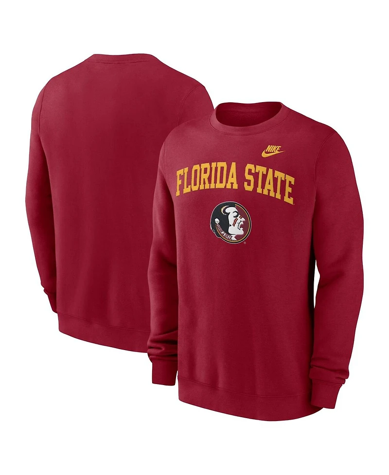 Nike Men's Garnet Florida State Seminoles Legacy Classic Tackle Twill Embroidered Arch Over Logo Pullover Sweatshirt