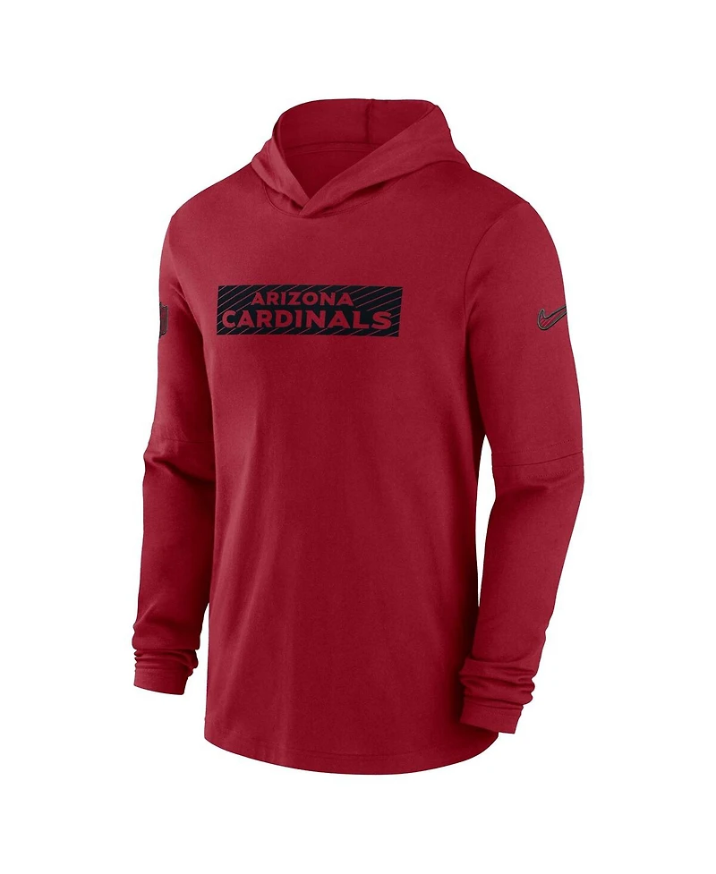 Nike Men's Cardinal Arizona Cardinals Sideline Hoodie Performance Long Sleeve T-Shirt