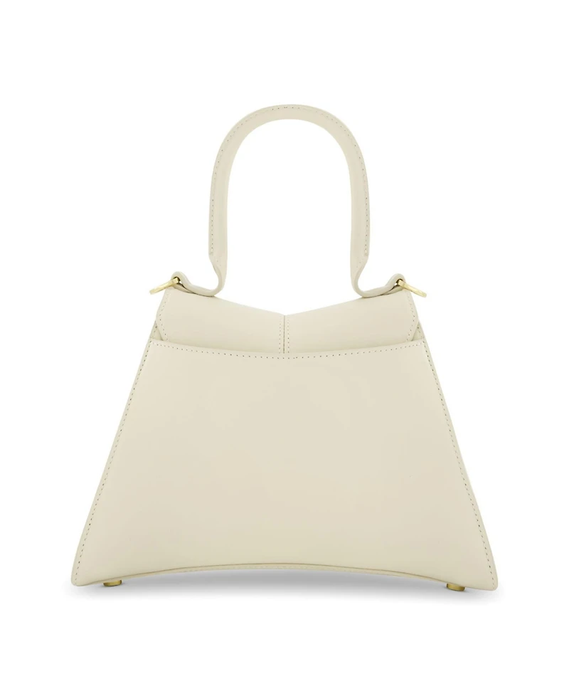 Gold Hardware Detail Angular Top Handle Small Leather Handbag