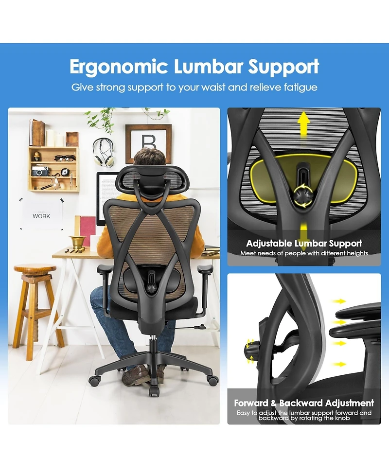 Skonyon High Back Mesh Executive Chair with Adjustable Lumbar Support