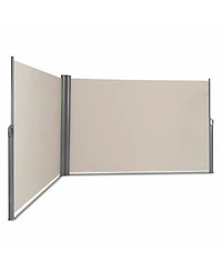 237 x 71 Inch Patio Retractable Double Folding Side Awning Screen Divider