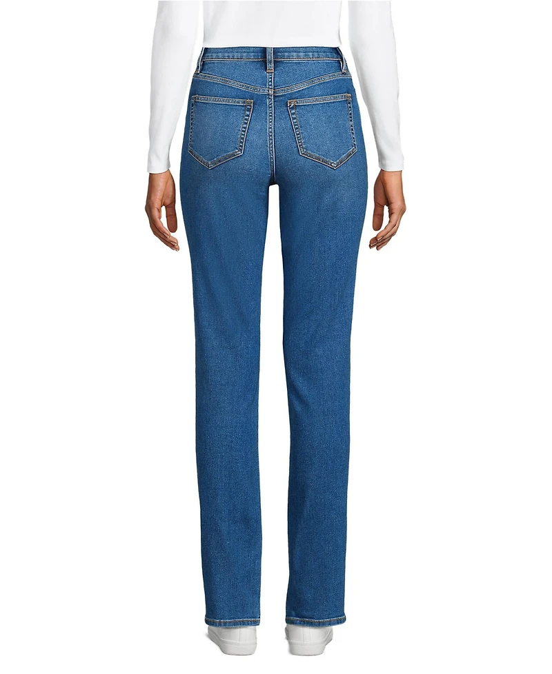 Lands' End Women's Recover High Rise Straight Leg Blue Jeans