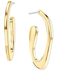 Calvin Klein Medium Pave Sculpted Elongated Hoop Earrings